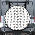 Black And White Dachshund Pattern Print Leather Spare Tire Cover