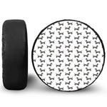 Black And White Dachshund Pattern Print Leather Spare Tire Cover