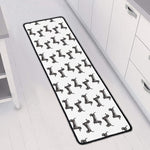 Black And White Dachshund Pattern Print Long Kitchen Mat