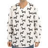 Black And White Dachshund Pattern Print Long Sleeve Baseball Jersey