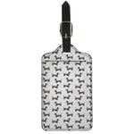 Black And White Dachshund Pattern Print Luggage Tag