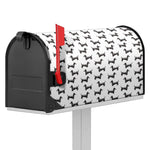 Black And White Dachshund Pattern Print Mailbox Cover