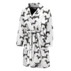 Black And White Dachshund Pattern Print Men's Bathrobe