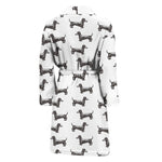 Black And White Dachshund Pattern Print Men's Bathrobe