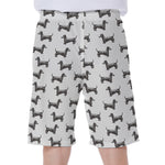 Black And White Dachshund Pattern Print Men's Beach Shorts