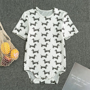 Black And White Dachshund Pattern Print Men's Bodysuit