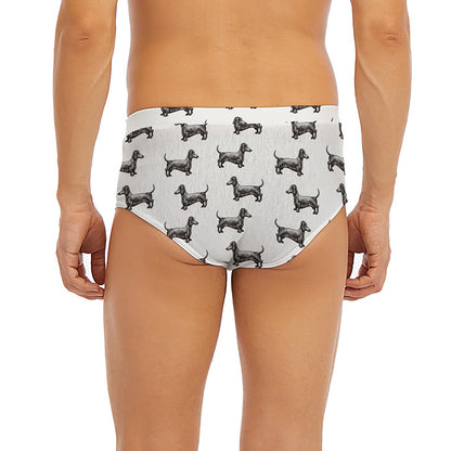 Black And White Dachshund Pattern Print Men's Briefs