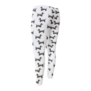 Black And White Dachshund Pattern Print Men's Compression Pants