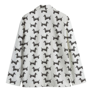 Black And White Dachshund Pattern Print Men's Cotton Blazer