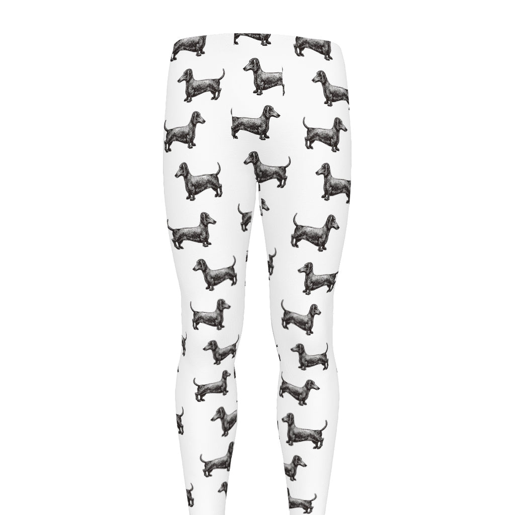 Black And White Dachshund Pattern Print Men's leggings