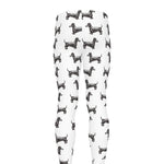 Black And White Dachshund Pattern Print Men's leggings