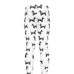 Black And White Dachshund Pattern Print Men's leggings