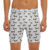 Black And White Dachshund Pattern Print Men's Long Boxer Briefs