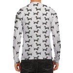 Black And White Dachshund Pattern Print Men's Long Sleeve Rash Guard