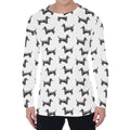 Black And White Dachshund Pattern Print Men's Long Sleeve T-Shirt