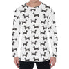 Black And White Dachshund Pattern Print Men's Long Sleeve T-Shirt