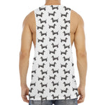 Black And White Dachshund Pattern Print Men's Muscle Tank Top