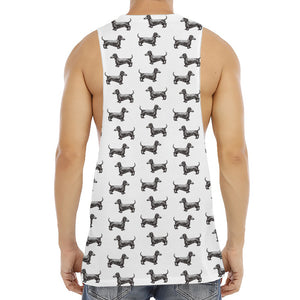 Black And White Dachshund Pattern Print Men's Muscle Tank Top