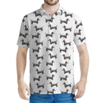 Black And White Dachshund Pattern Print Men's Polo Shirt