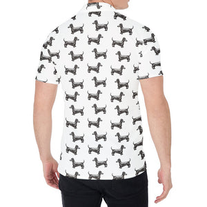 Black And White Dachshund Pattern Print Men's Shirt