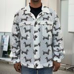 Black And White Dachshund Pattern Print Men's Shirt Jacket