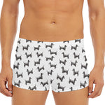 Black And White Dachshund Pattern Print Men's Short Boxer Briefs