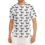 Black And White Dachshund Pattern Print Men's Short Sleeve Rash Guard