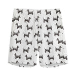 Black And White Dachshund Pattern Print Men's Sports Shorts