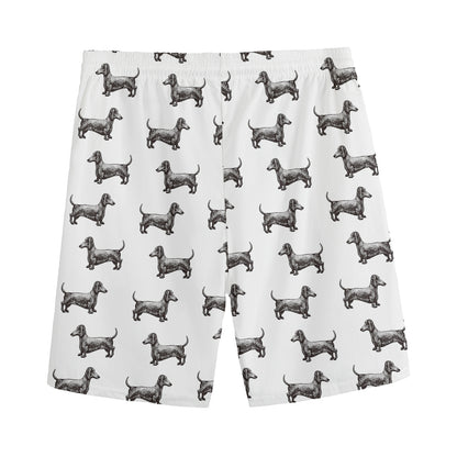 Black And White Dachshund Pattern Print Men's Sports Shorts