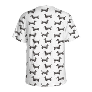 Black And White Dachshund Pattern Print Men's Sports T-Shirt