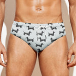 Black And White Dachshund Pattern Print Men's Swim Briefs