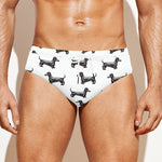 Black And White Dachshund Pattern Print Men's Swim Briefs