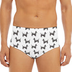 Black And White Dachshund Pattern Print Men's Triangle Swim Briefs
