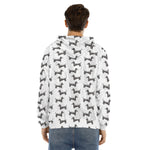 Black And White Dachshund Pattern Print Men's Velvet Pullover Hoodie