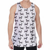 Black And White Dachshund Pattern Print Men's Velvet Tank Top