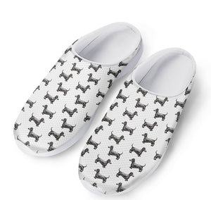 Black And White Dachshund Pattern Print Mesh Casual Shoes