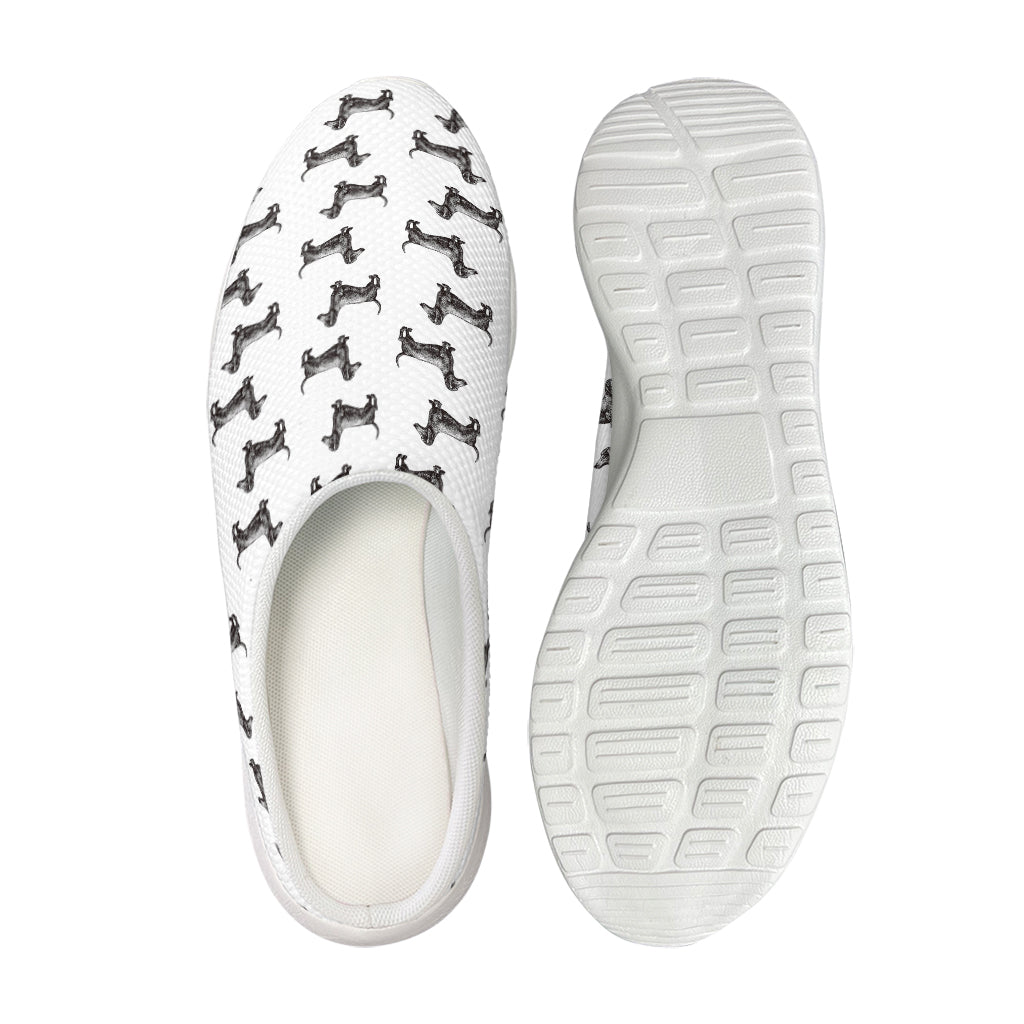 Black And White Dachshund Pattern Print Mesh Casual Shoes