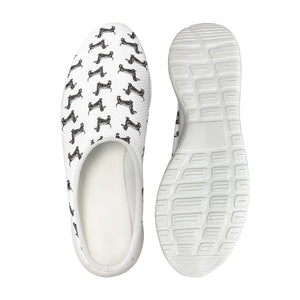 Black And White Dachshund Pattern Print Mesh Casual Shoes