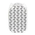 Black And White Dachshund Pattern Print Mesh Laundry Hamper