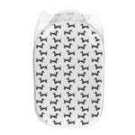 Black And White Dachshund Pattern Print Mesh Laundry Hamper