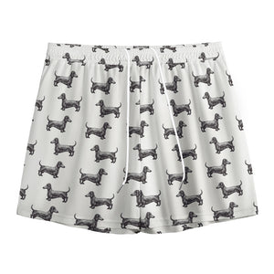 Black And White Dachshund Pattern Print Mesh Shorts