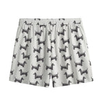 Black And White Dachshund Pattern Print Mesh Shorts