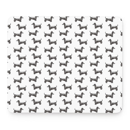 Black And White Dachshund Pattern Print Mouse Pad