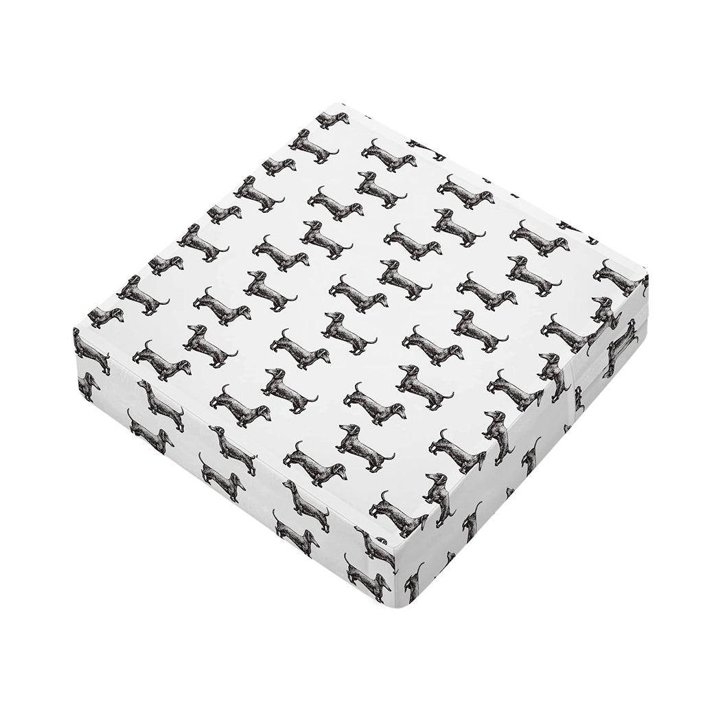 Black And White Dachshund Pattern Print Outdoor Seat Cushion Cover