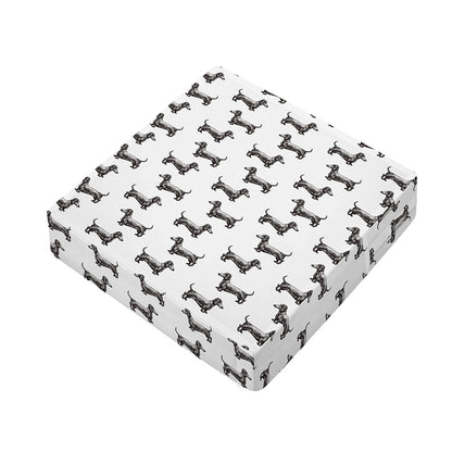 Black And White Dachshund Pattern Print Outdoor Seat Cushion Cover