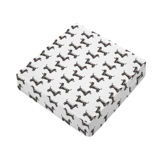 Black And White Dachshund Pattern Print Outdoor Seat Cushion Cover