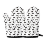 Black And White Dachshund Pattern Print Oven Mitts