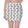 Black And White Dachshund Pattern Print Pencil Mini Skirt