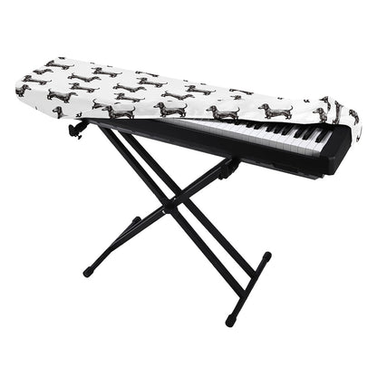 Black And White Dachshund Pattern Print Piano Keyboard Cover