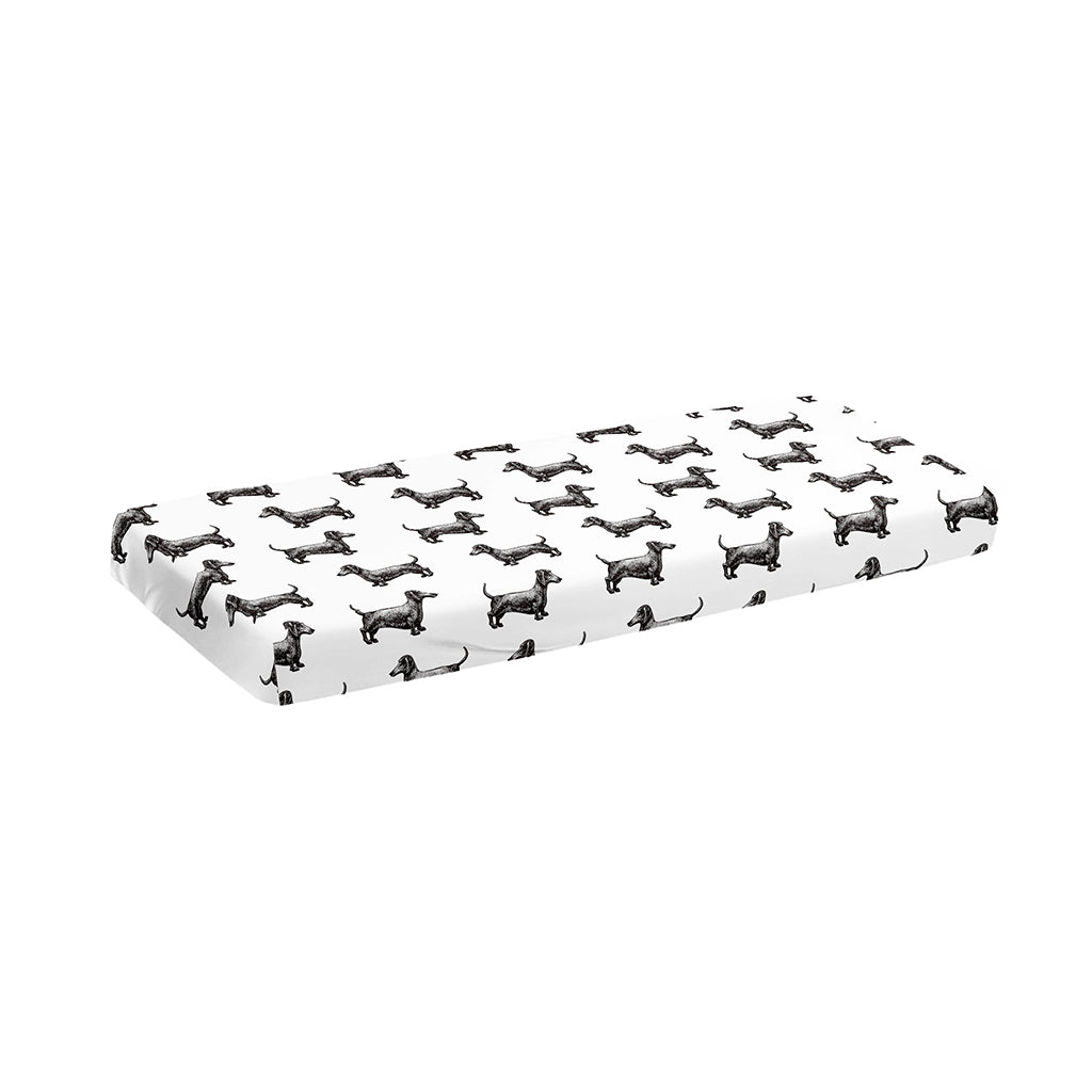 Black And White Dachshund Pattern Print Piano Keyboard Cover